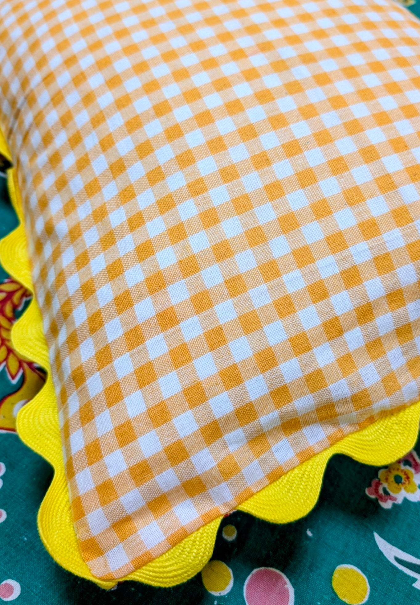 Shanghai peony and gingham cushions