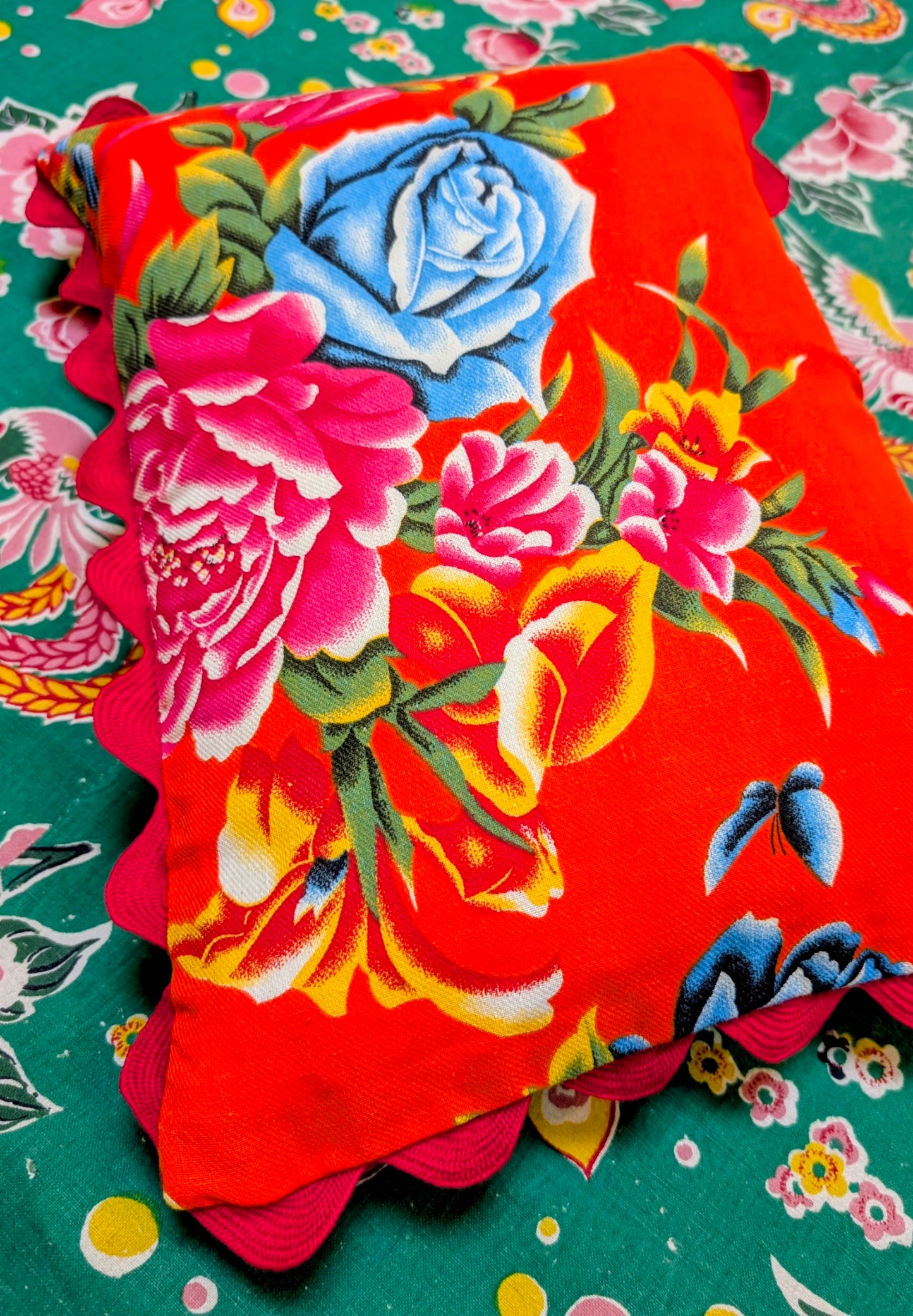 Shanghai peony and gingham cushions