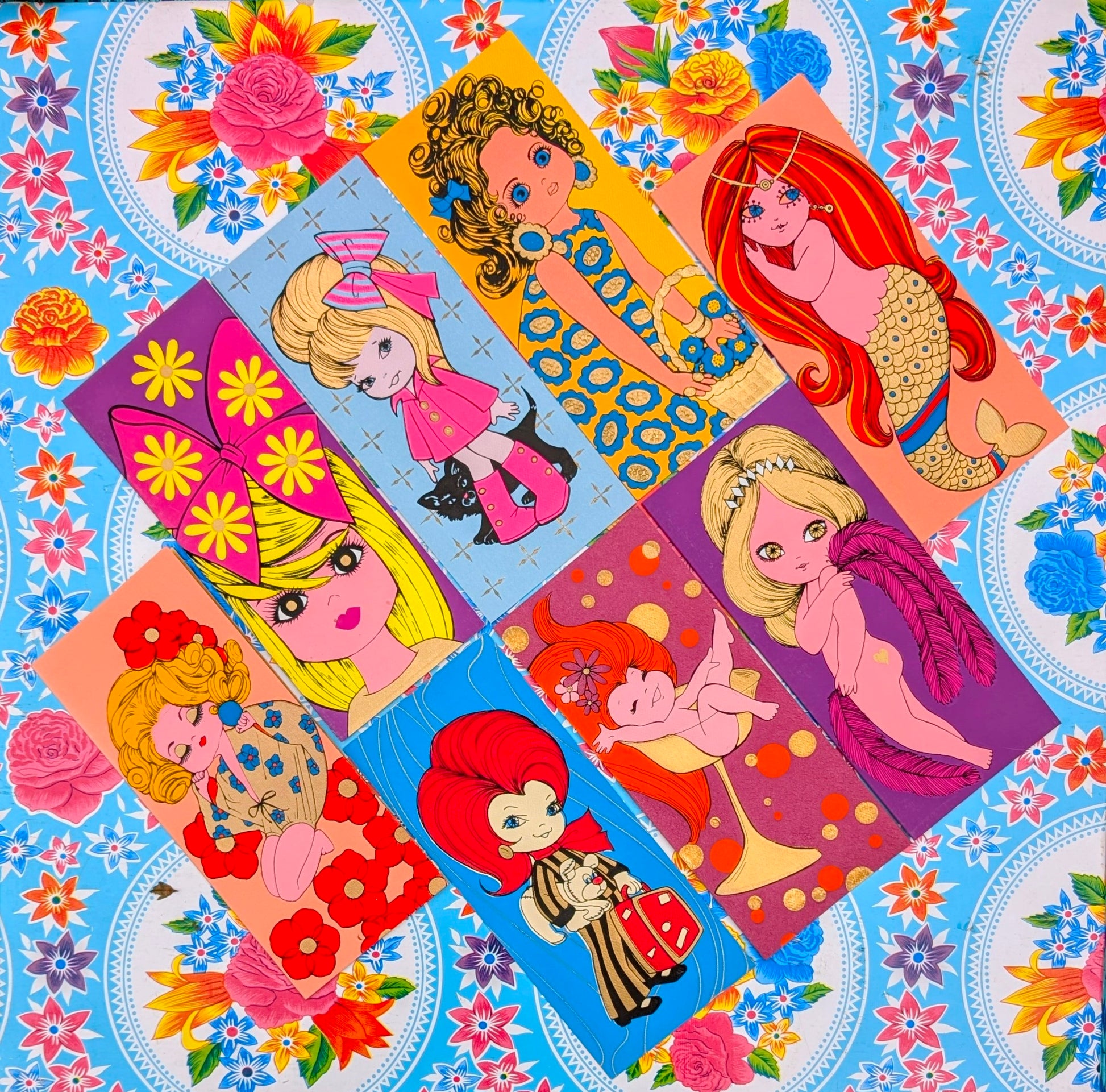 Original 1970s greetings cards with the BEST illustrations and really lovely tactile card and printing, and very vintage greetings inside-just fabulous!!

We think these will end up being framed by whoever is lucky enough to receive them!!

24 x 10cm

Original vintage.

 