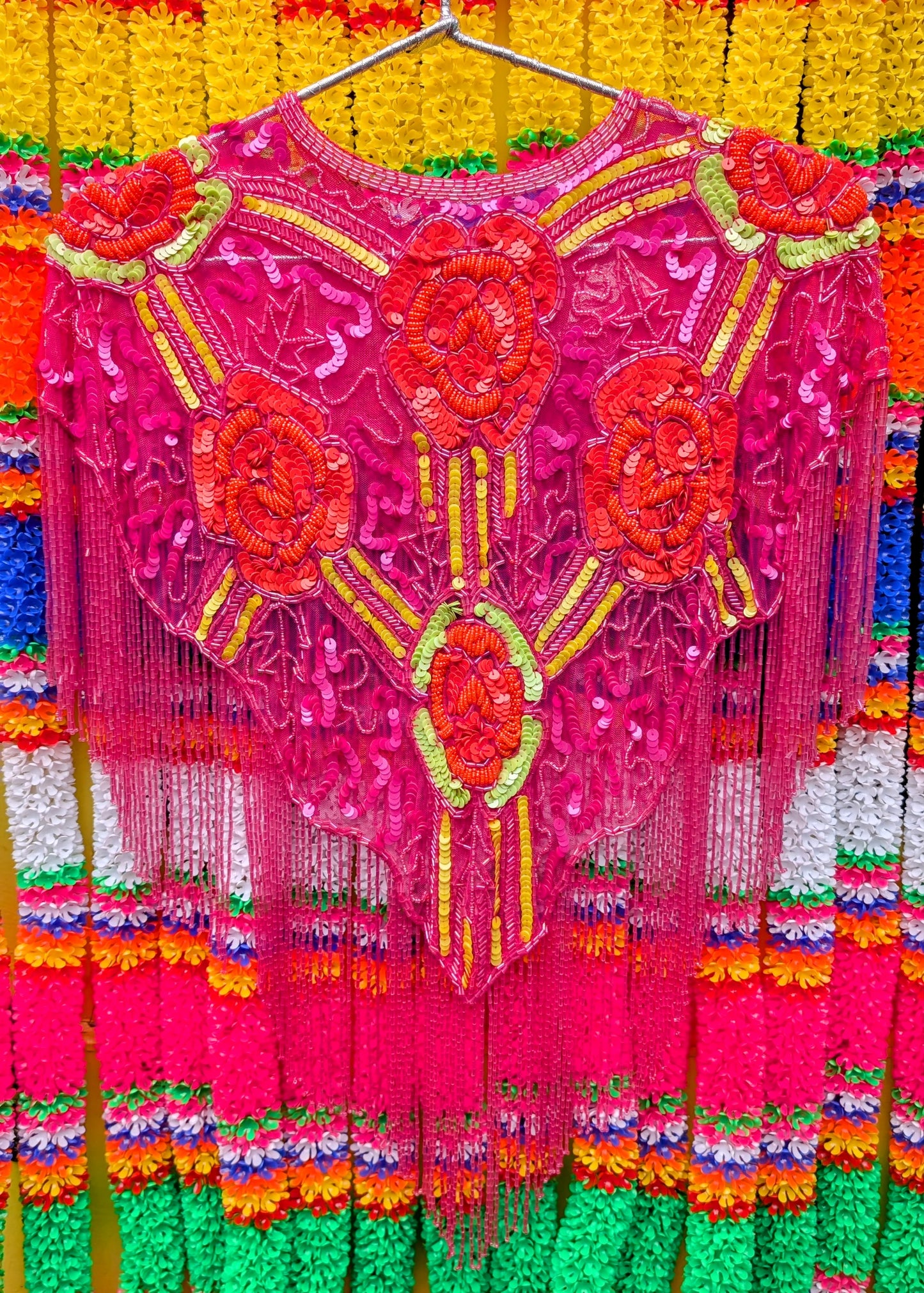 Folk florals sequin cape