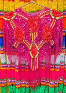 Folk florals sequin cape
