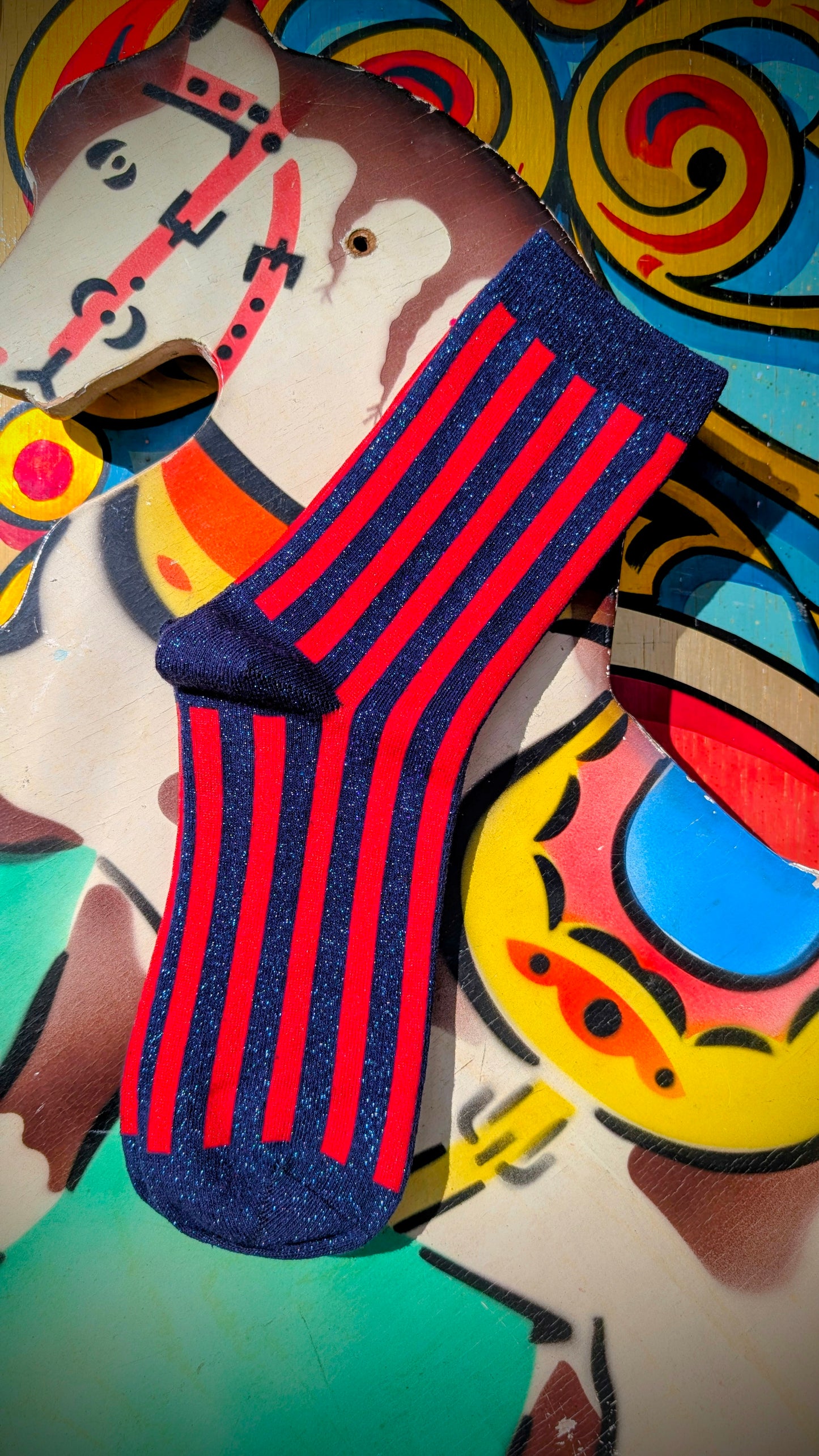 Circus stripes glitter socks