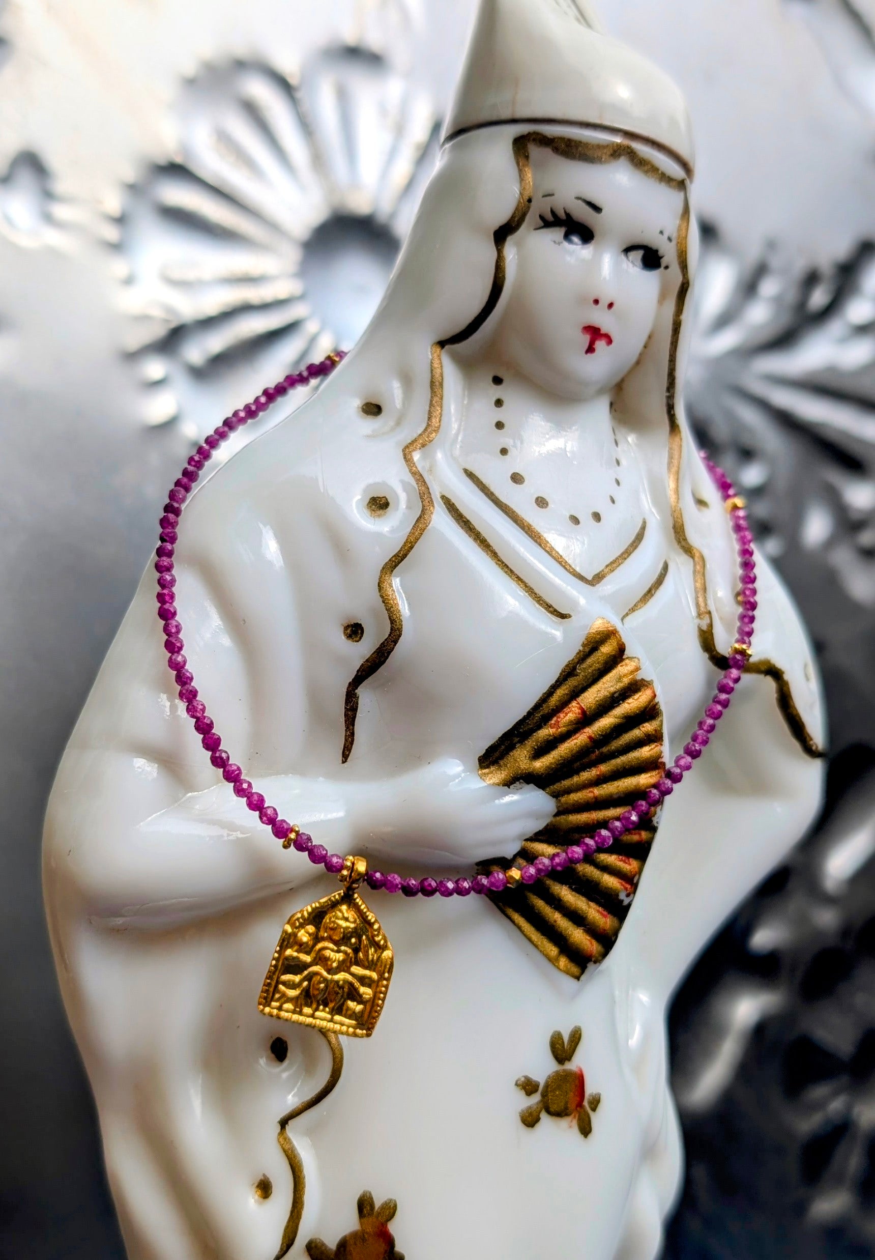 Semi precious necklaces with gold plated pendants