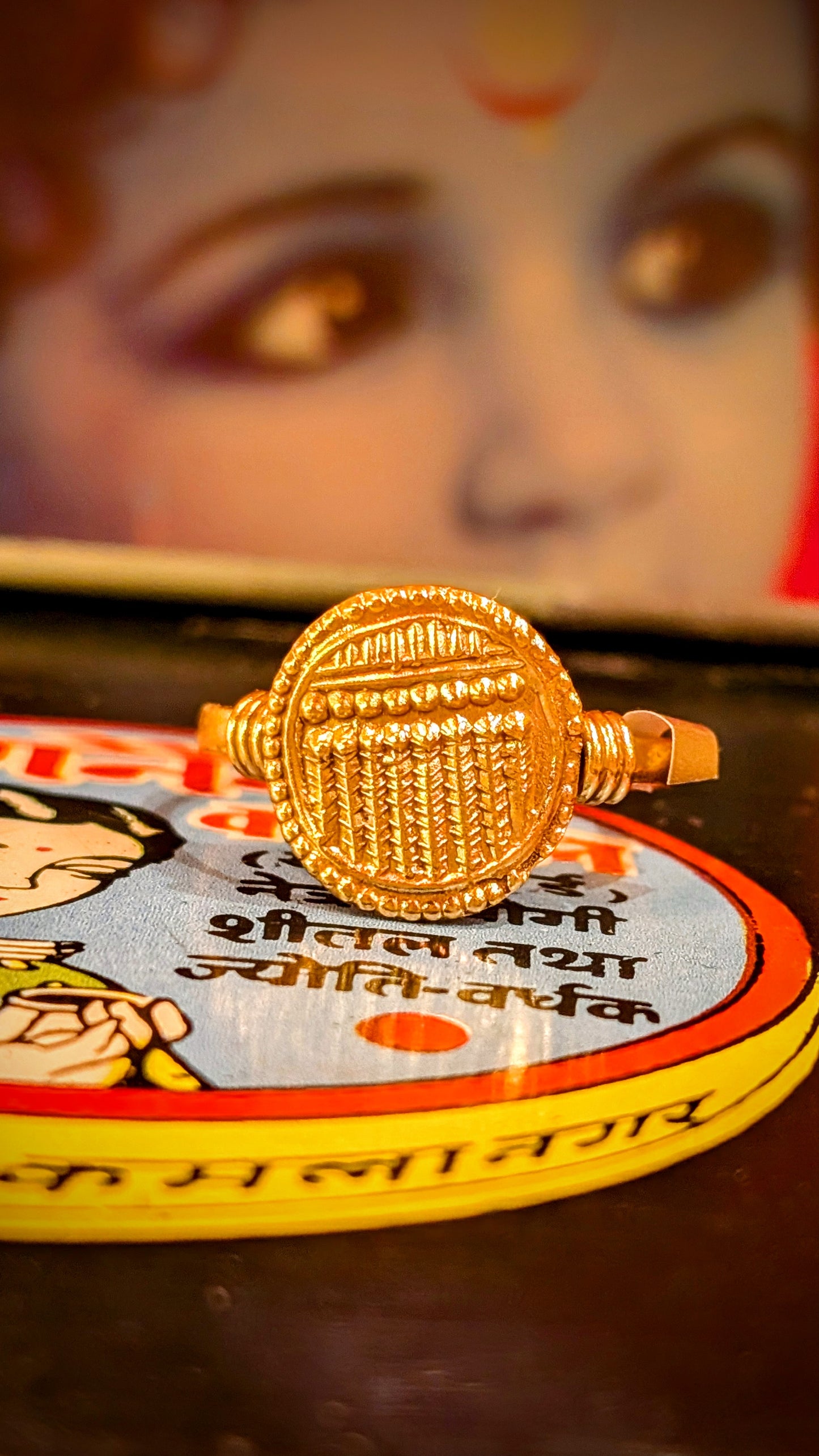 Gold plated god amulet rings