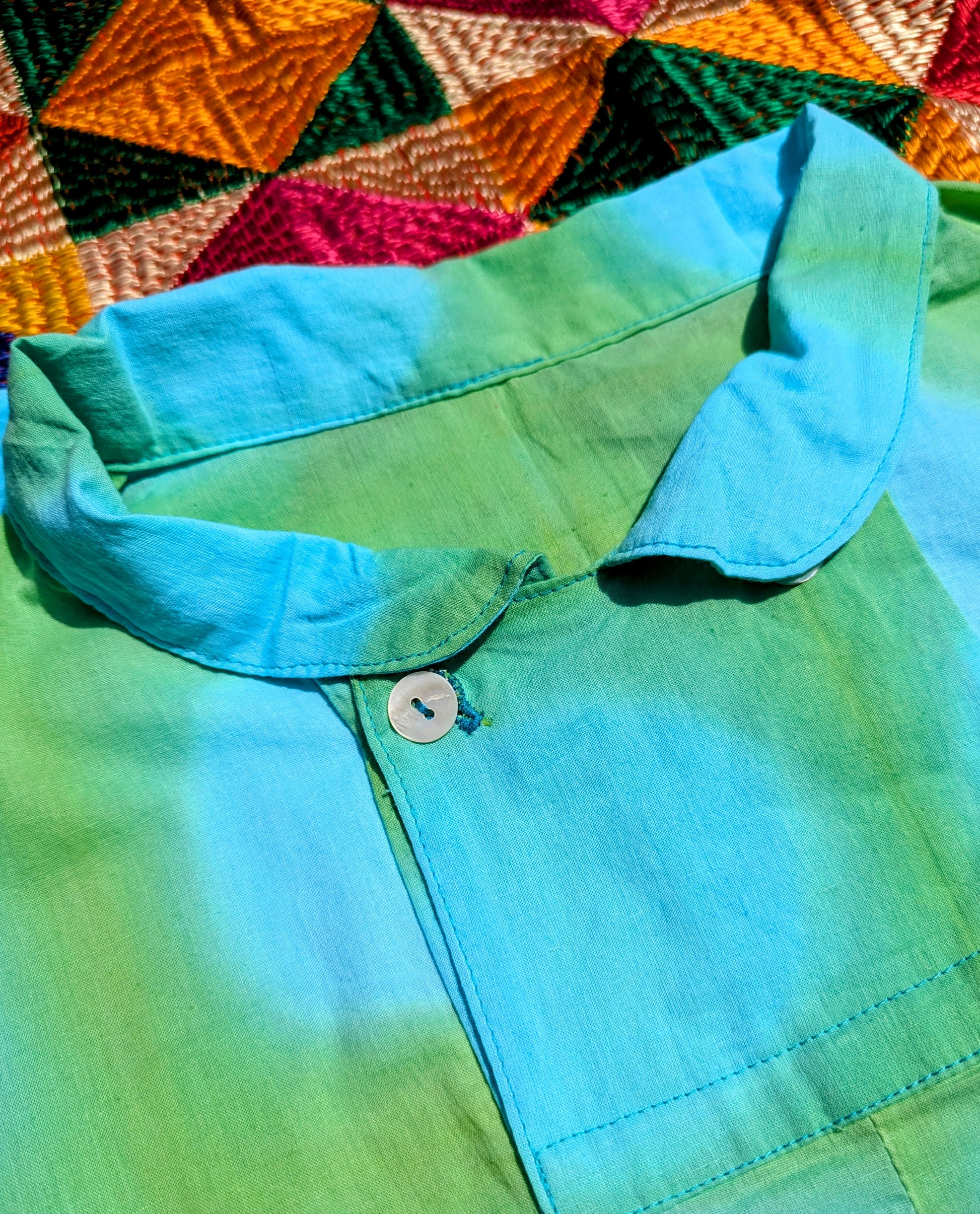 Buttoned blouse - shibori cotton lawn