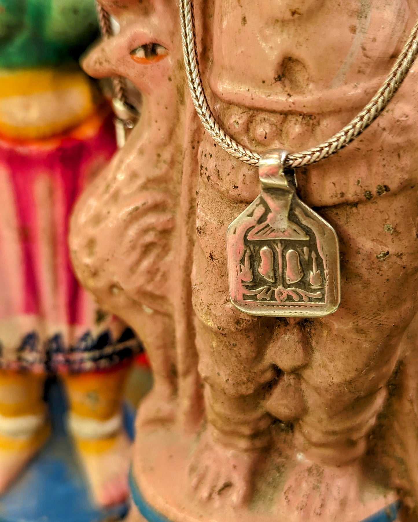 Antique Indian god amulet pendants - Vishnus feet