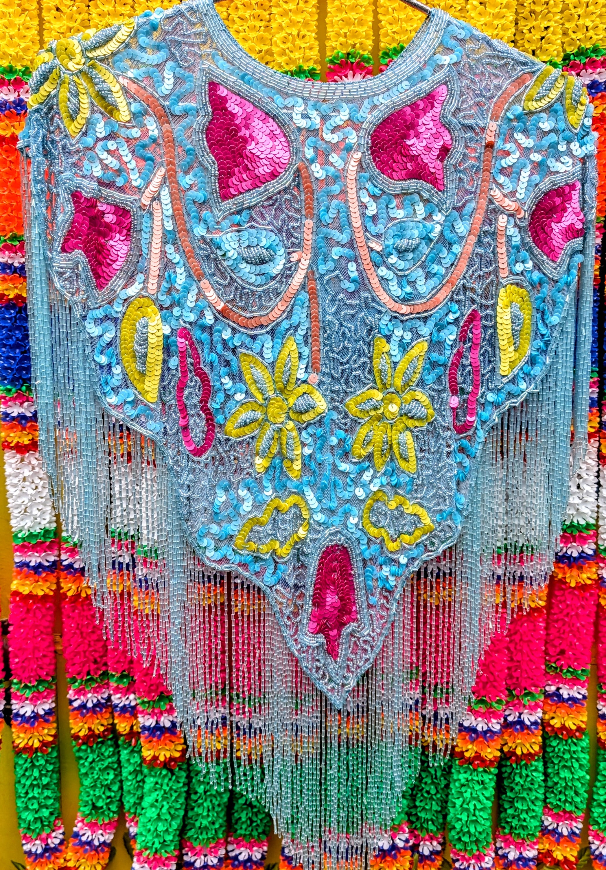 Folk florals sequin cape