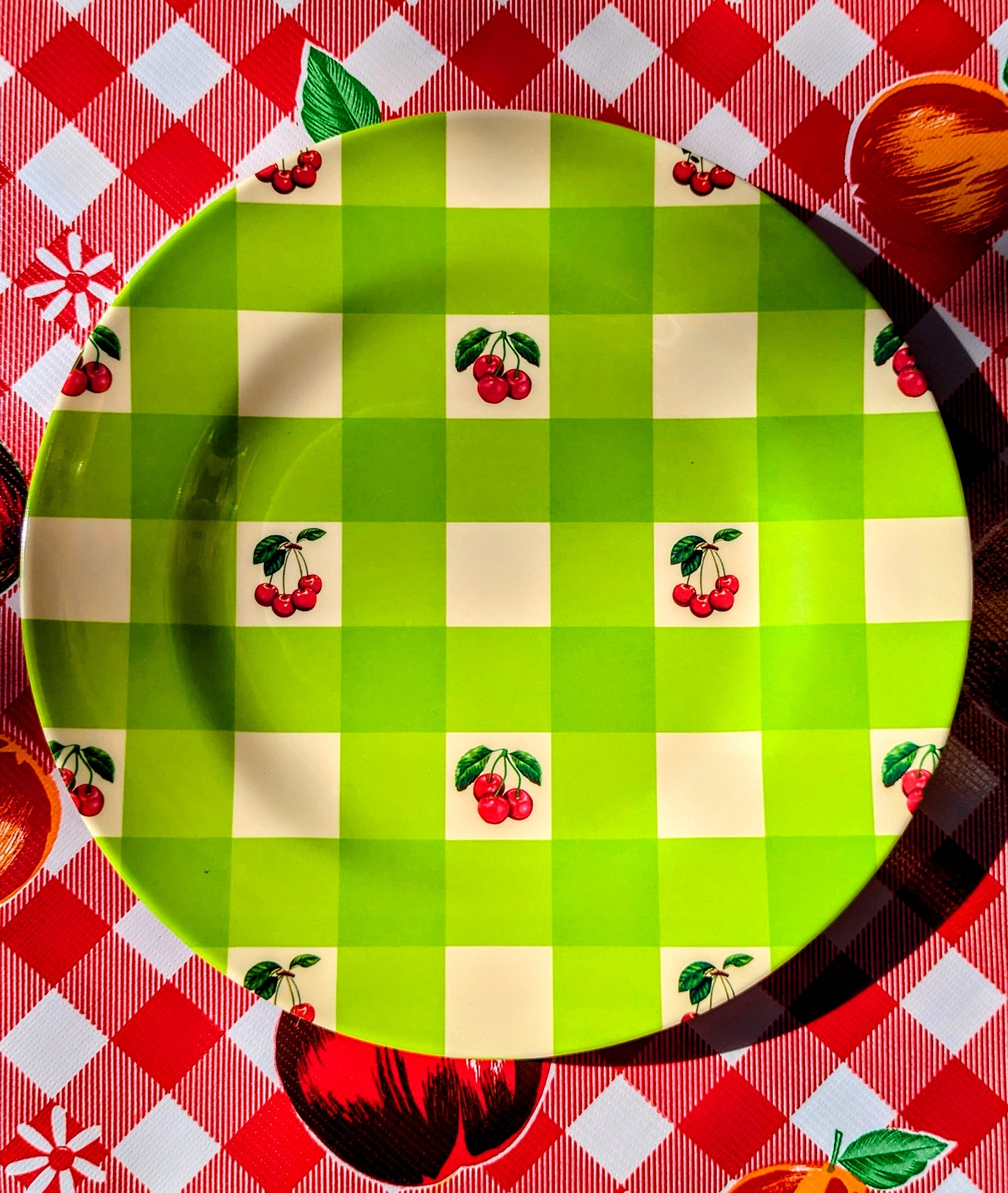 Kitschy cherry melamine plates