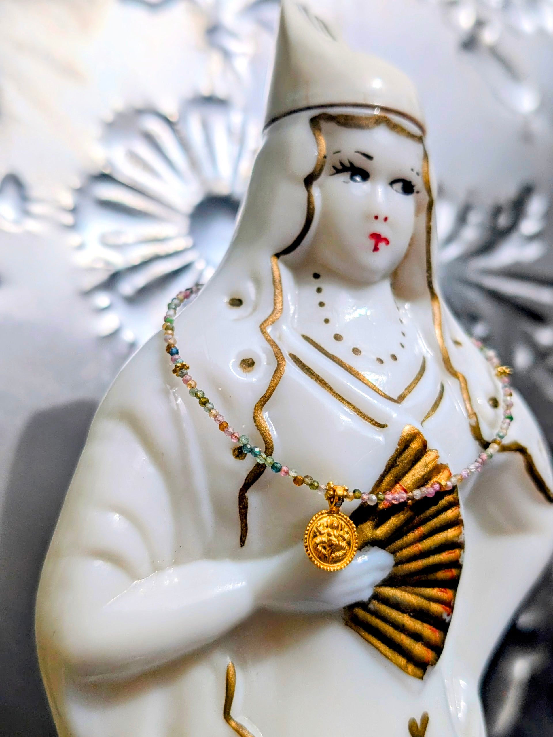 Semi precious necklaces with gold plated pendants
