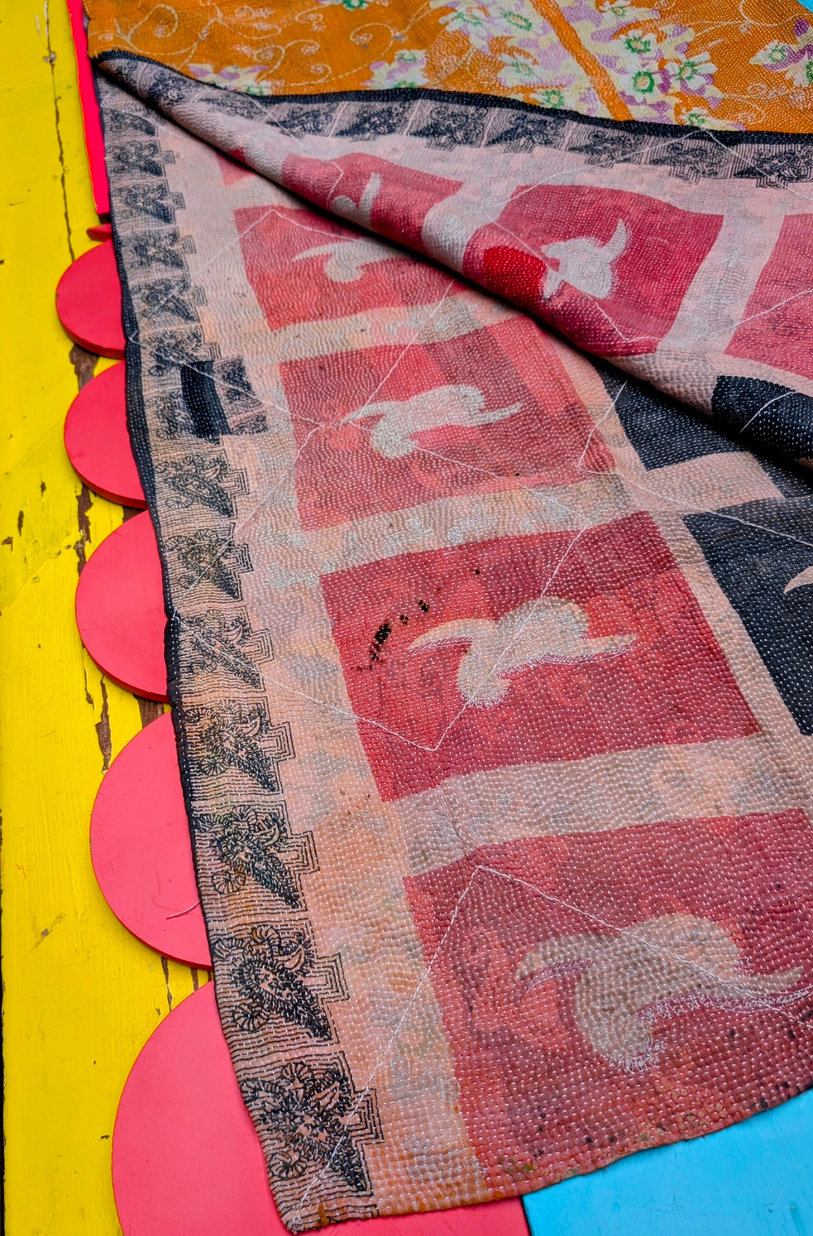 Floral graphic Kantha quilts - No 4