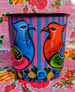 Truck art pot - birds and flowers