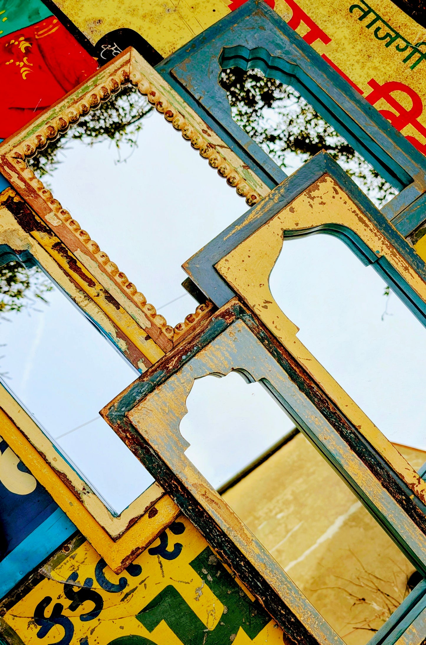 Large painterly Indian mirrors