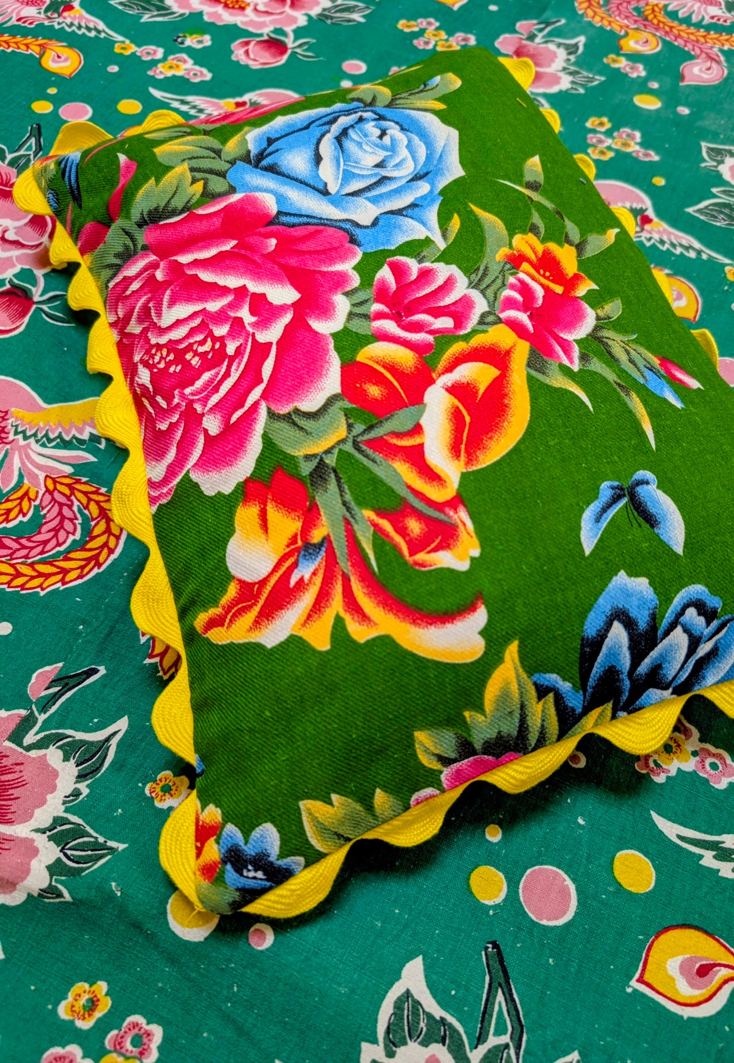 Shanghai peony and gingham cushions