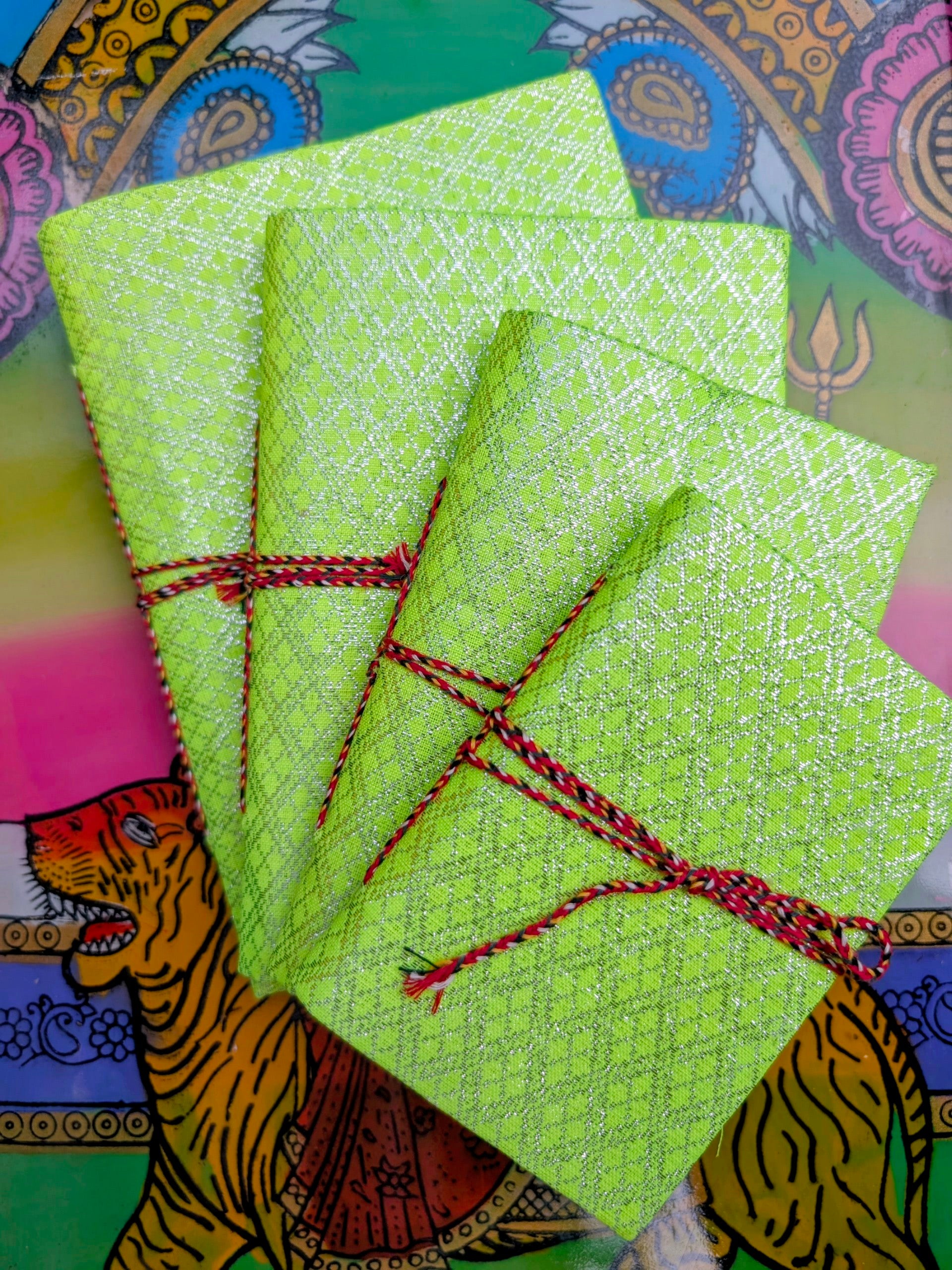 Handmade rag paper notebooks - Thai neon cover