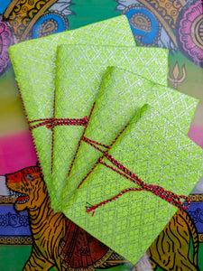 Handmade rag paper notebooks - Thai neon cover