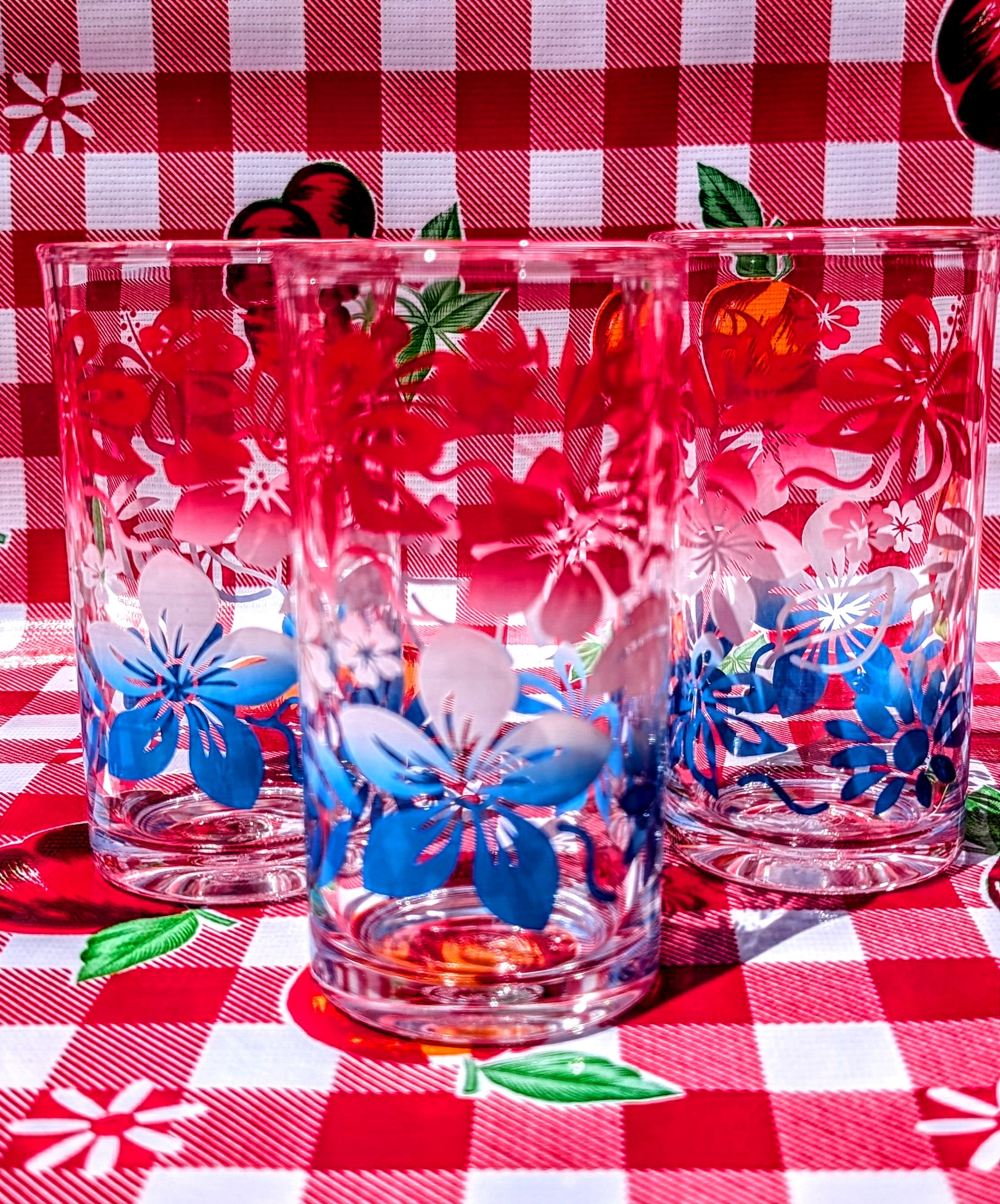 Kitschy floral glasses