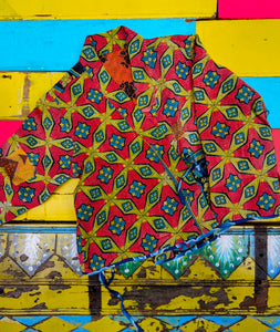 Graphic crop kantha jacket