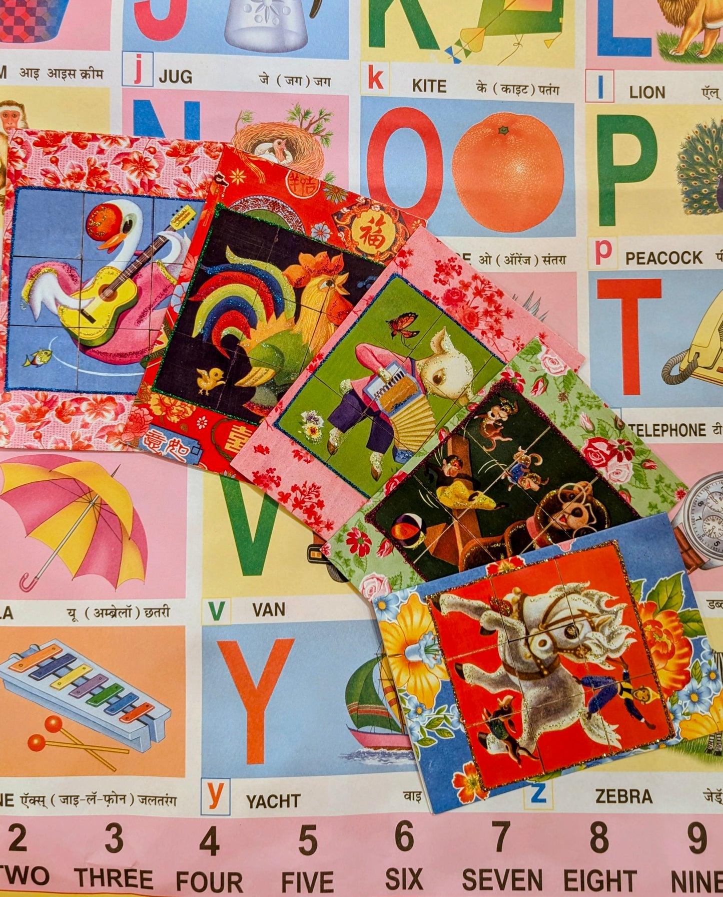 Vintage toy animal card set