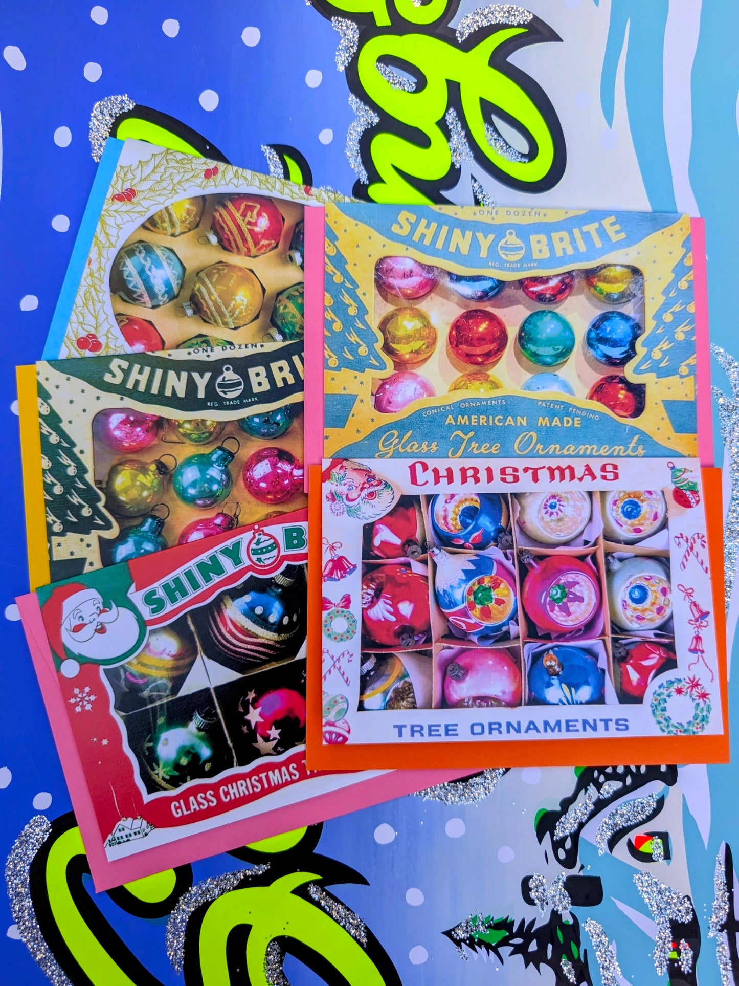 Shiny bright bauble card packs