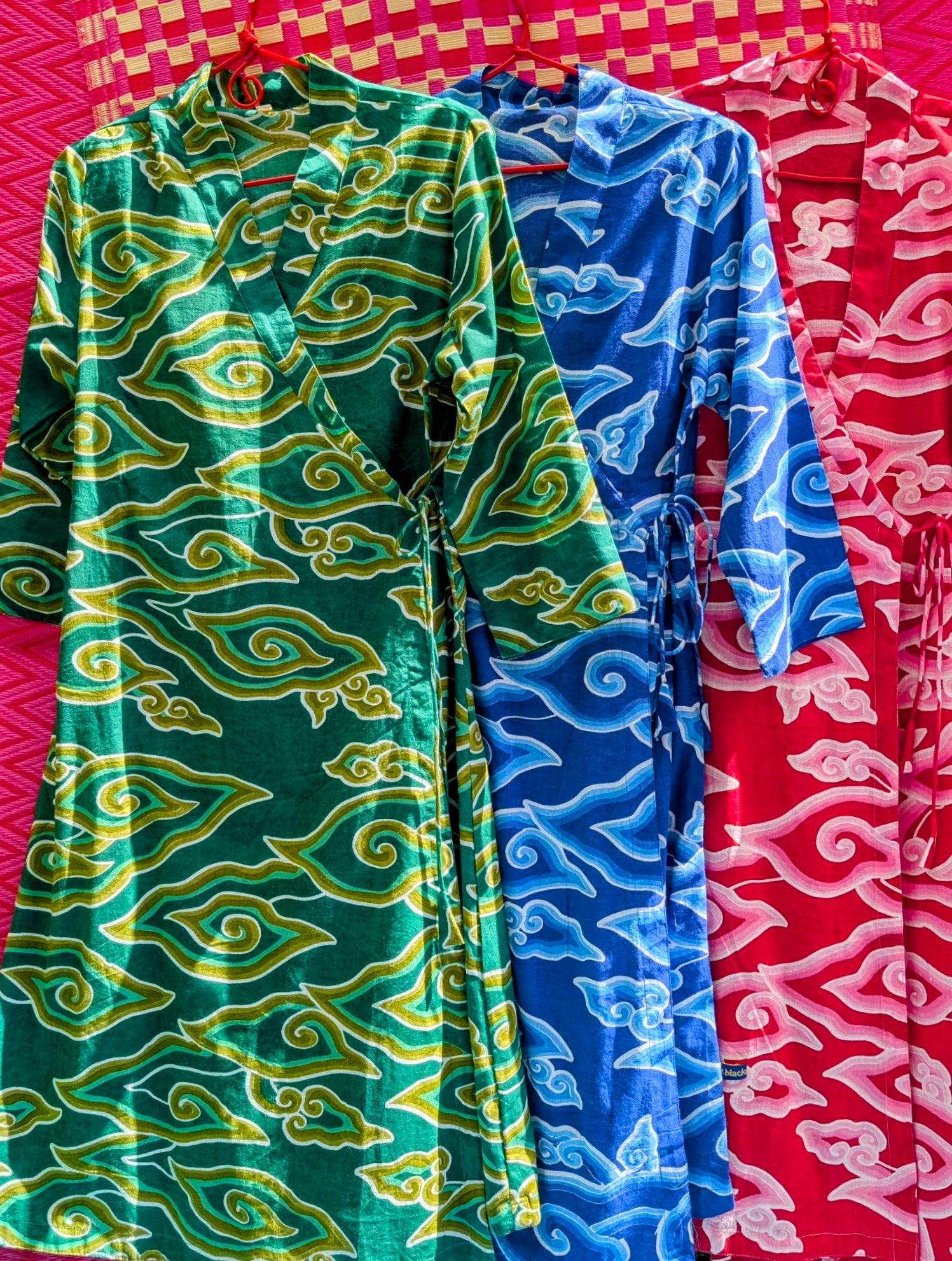 Cloud print wrap dress