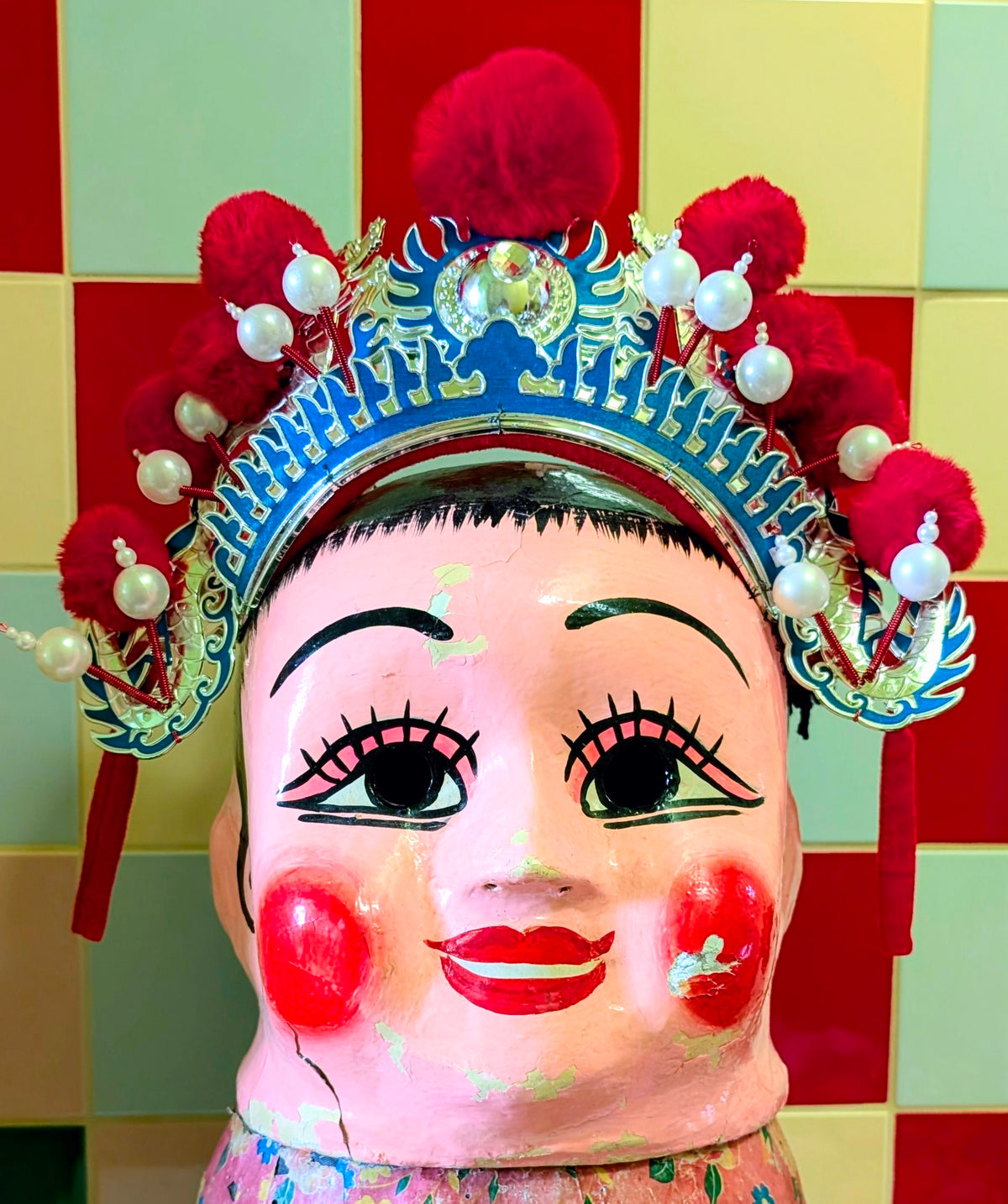 Chinese opera pom pom crown