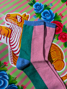 Colour block Glitter Socks