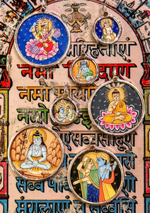 Holy Hindu gods to protect and inspire!

 Saraswati is the goddess of  knowledge .She is associated with wisdom, music, art, and learning. 

Rada and Krishna reflect the meeting of divine and human love, playfulness and devotion.

Buddha symbolises the enlightenment and awakening of the soul .

Shiva is the god of Yoga, and of the transformative nature of the universe.

Hanuman symbolises unwavering  devotion , bravery and strength.

Baby Krishna has the qualities of joy, unity and devotion.

Made in Rajast
