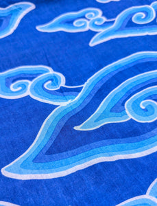 Cloud print wrap dress