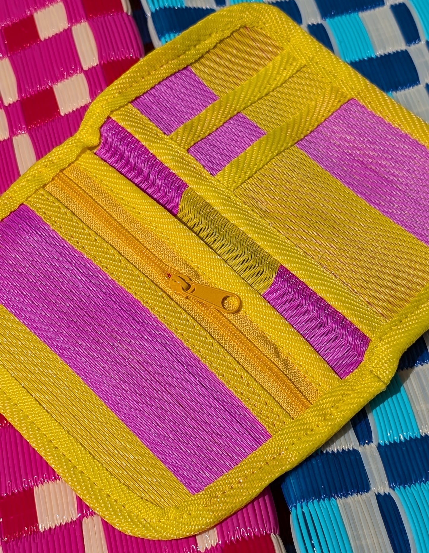 Recycled striped wallet