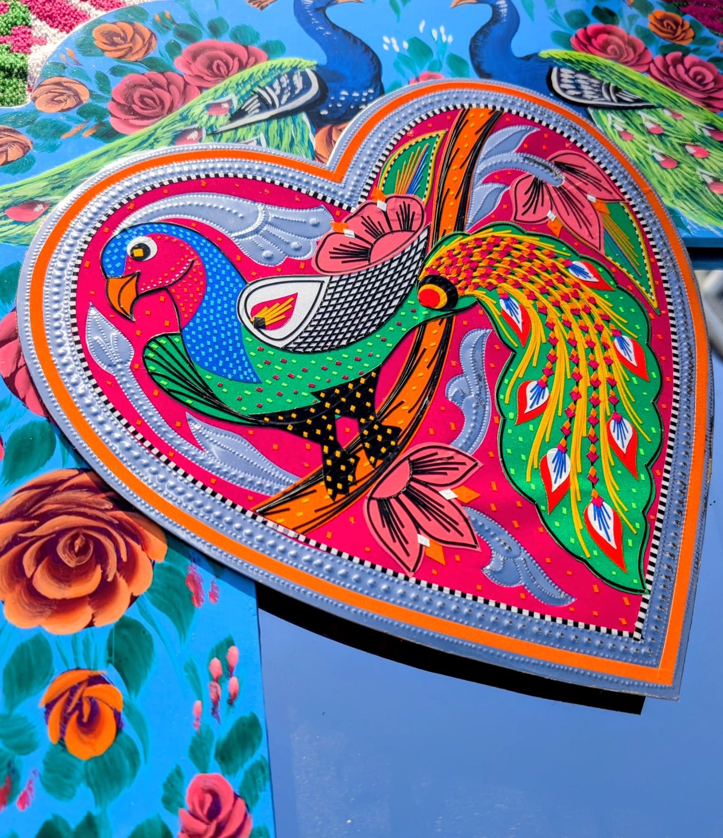 Peacock heart plaque
