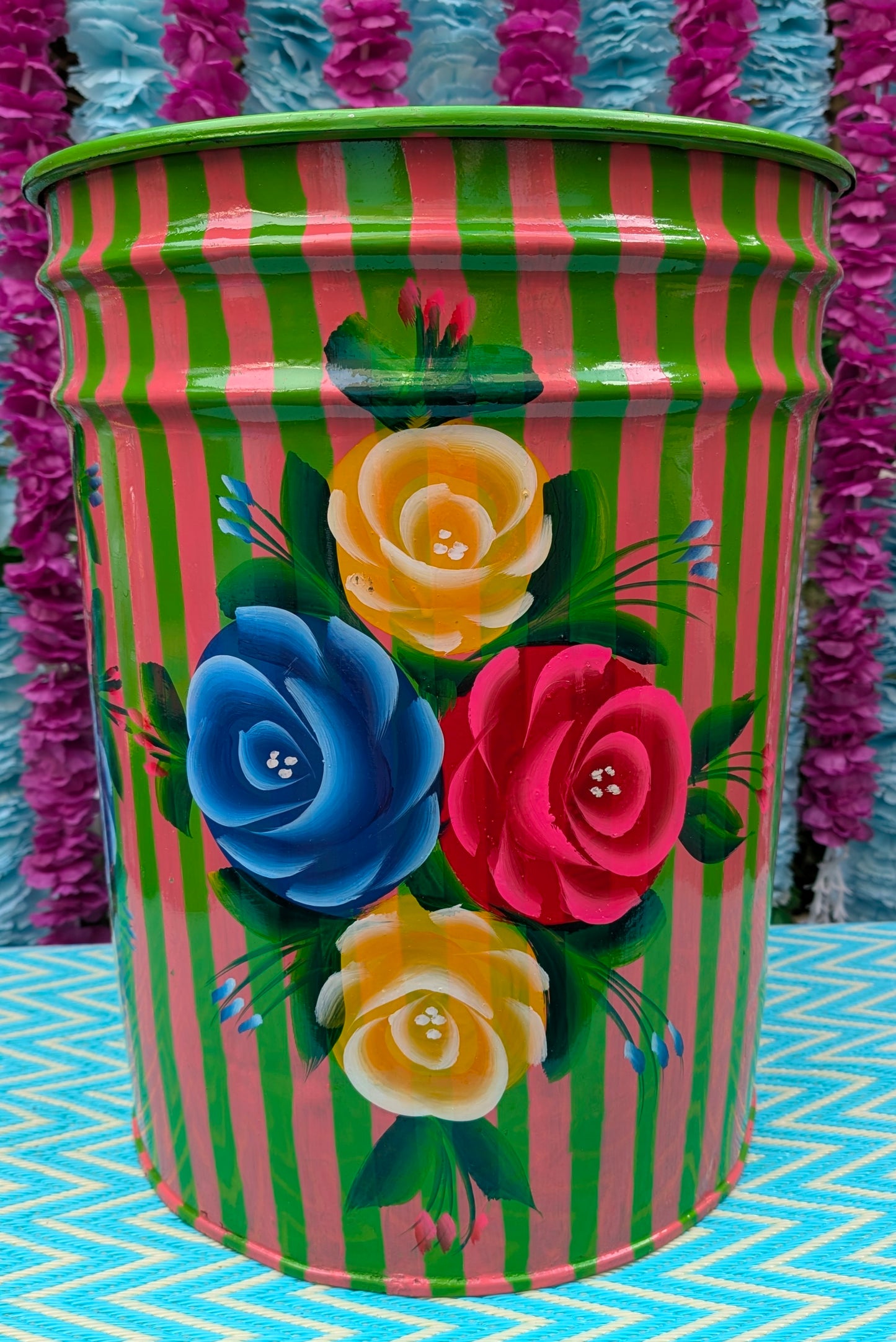 Recycled truck art barrels