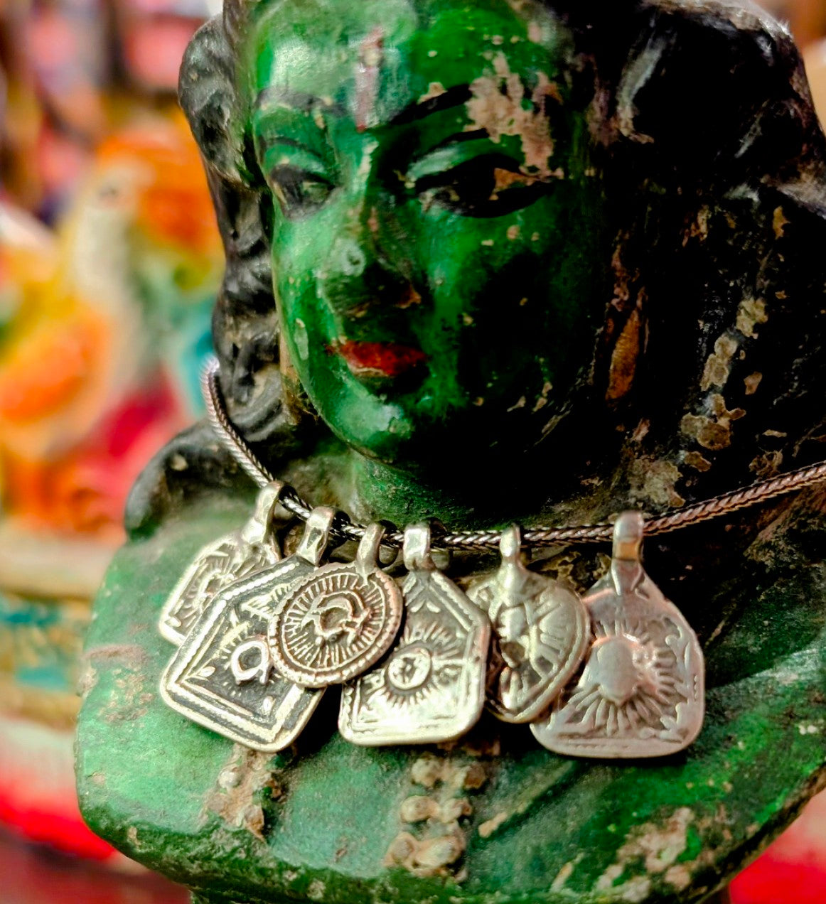 Antique Indian god amulet pendants - Surya