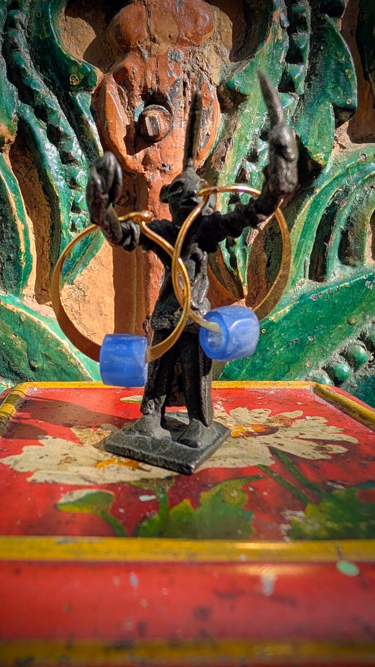 Bold gold trade beads hoops