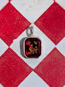 Glass intaglio zodiac pendants- silver