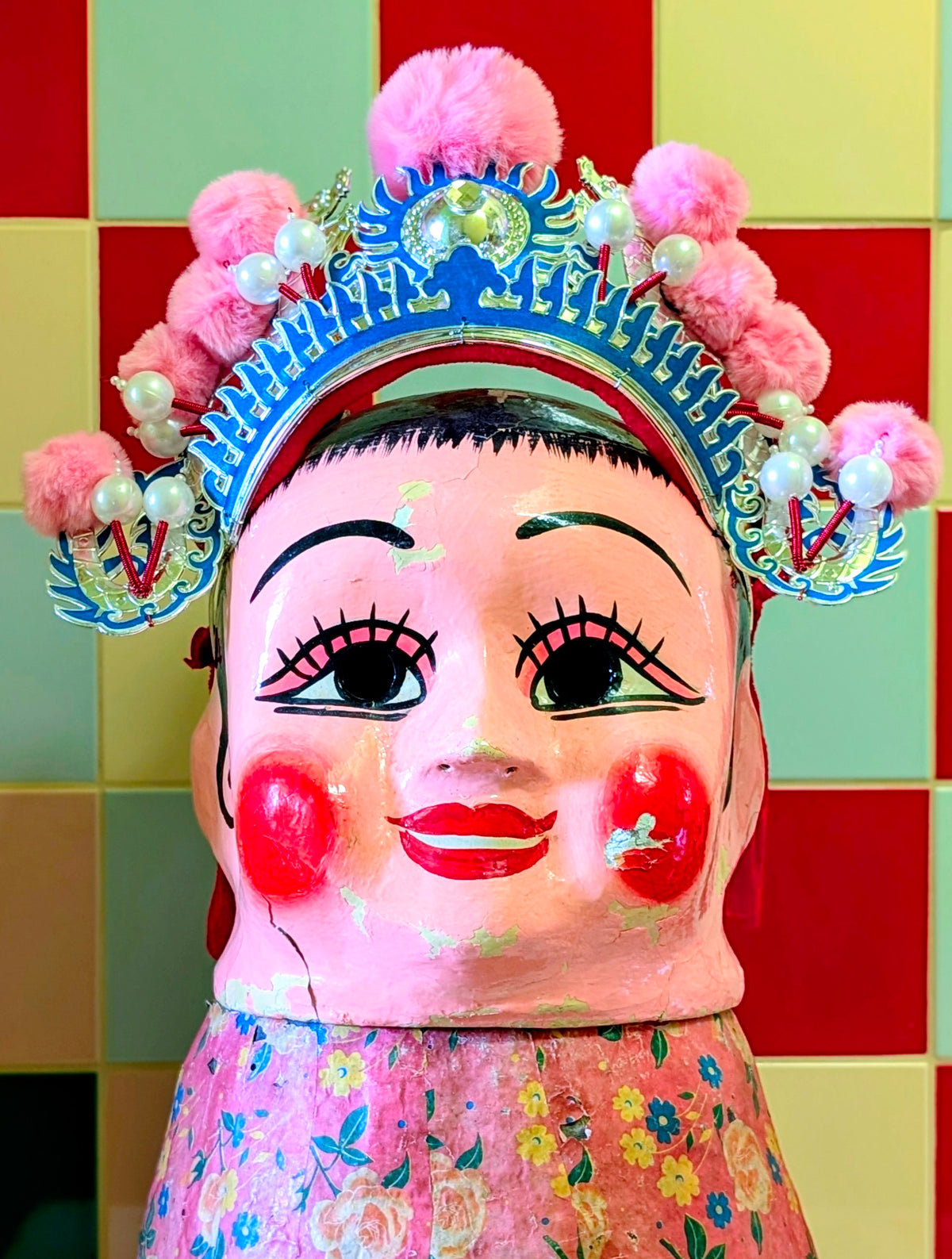 Chinese opera pom pom crown