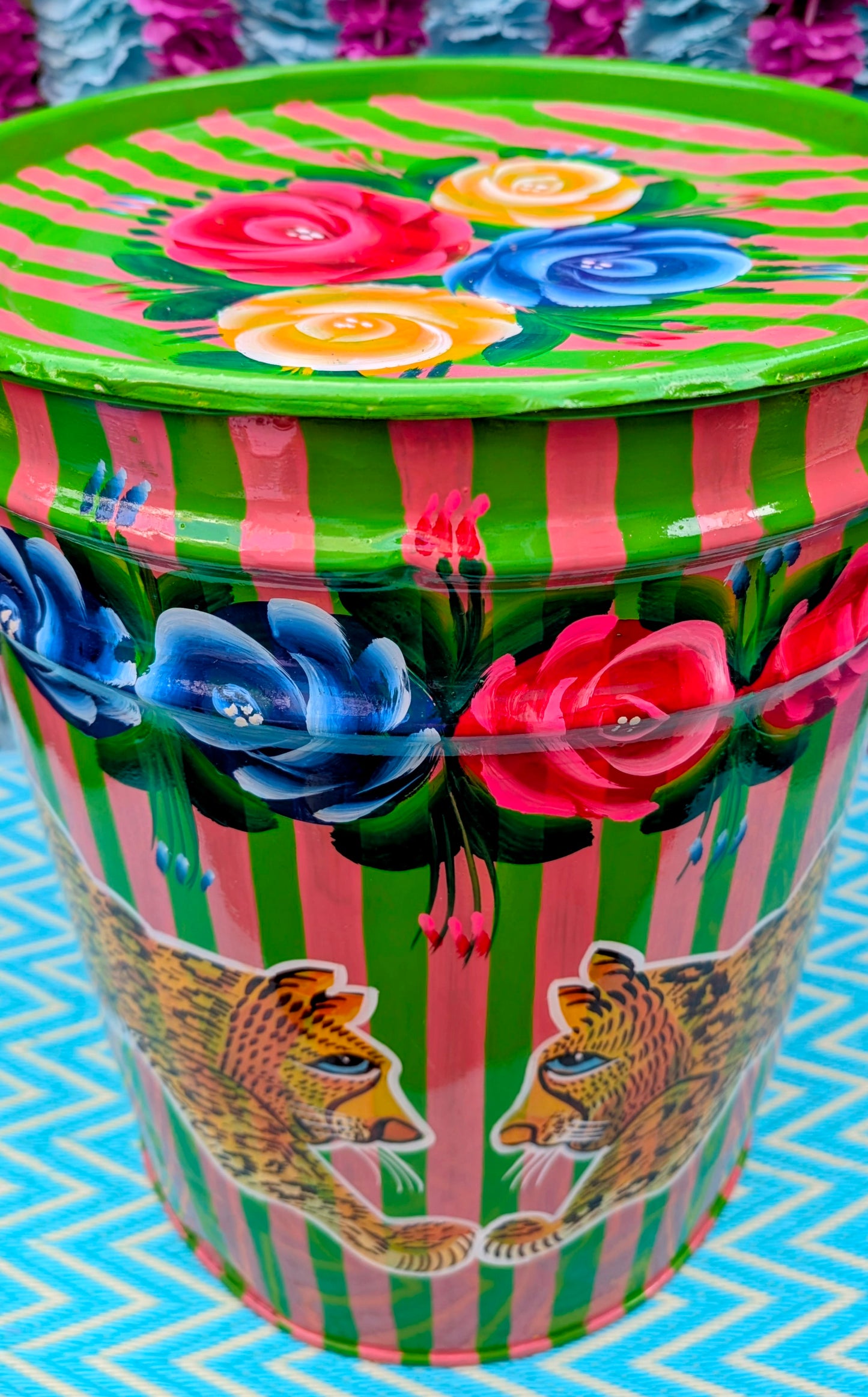 Recycled truck art barrels