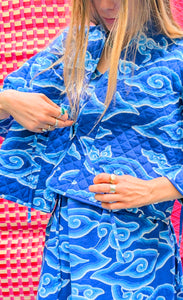 Cloud print quilted jacket