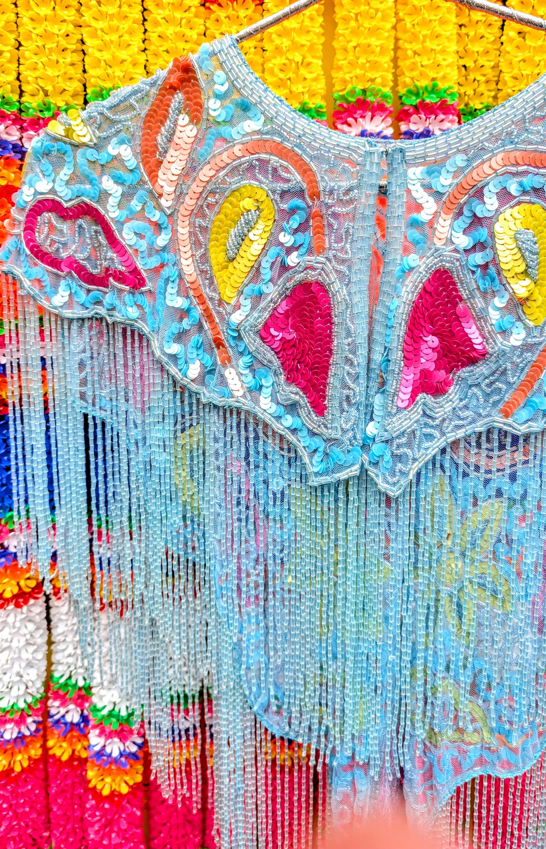 Folk florals sequin cape