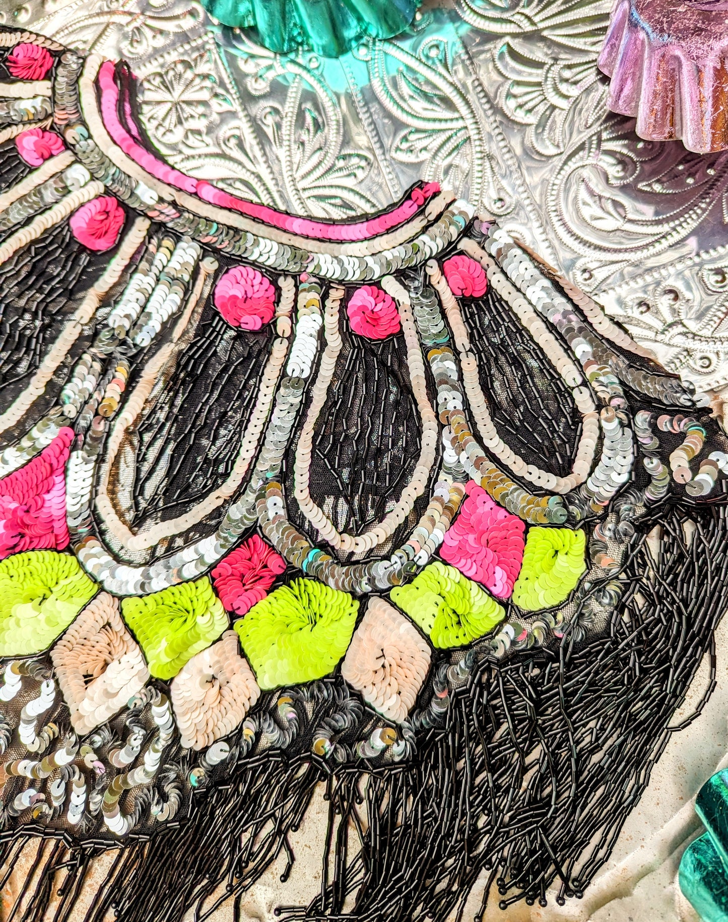 Disco dolly scallop sequin cape