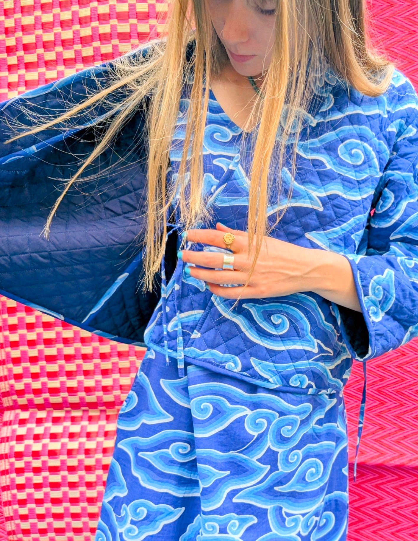 Cloud print quilted jacket