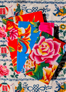 Handmade hardback rag paper notebooks - peony fabric