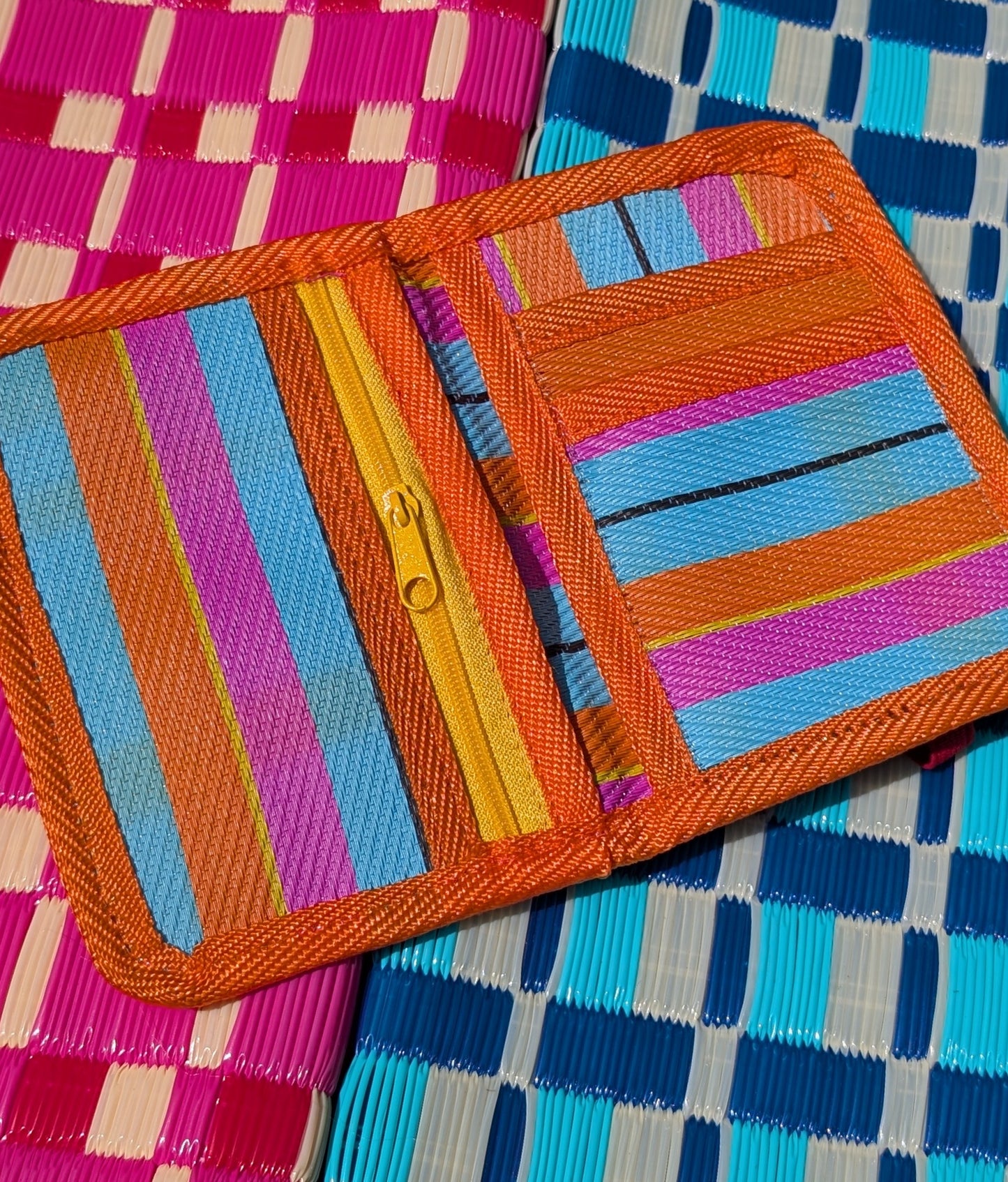 Recycled striped wallet