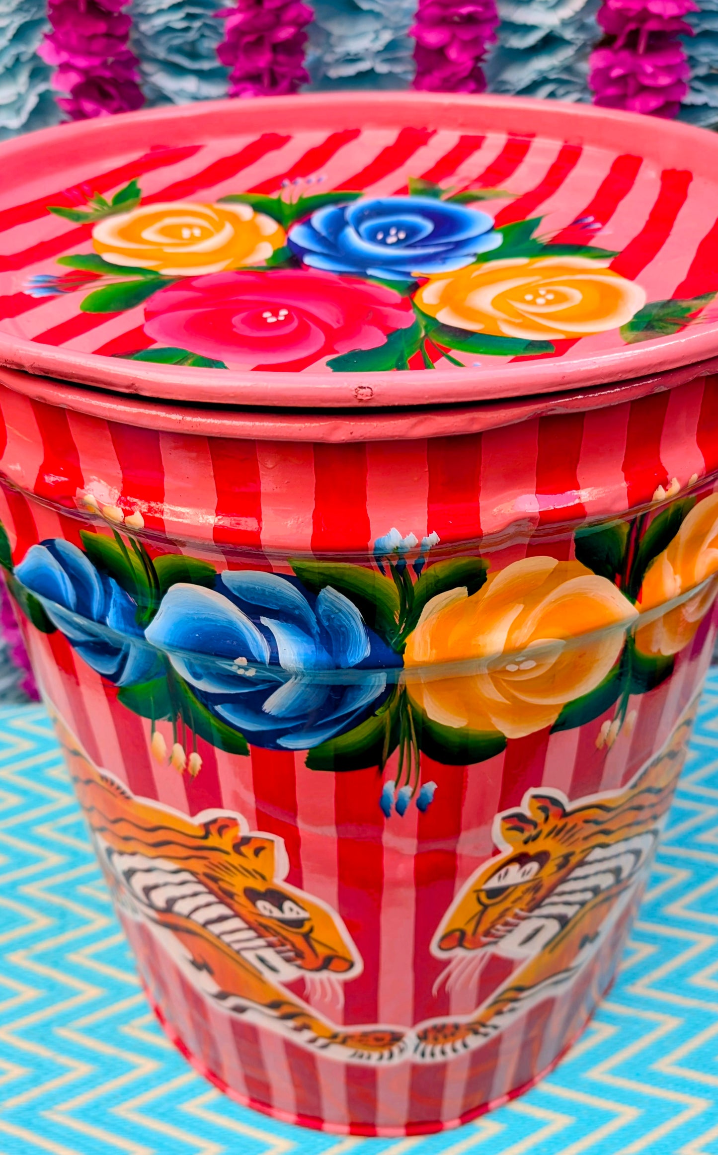 Recycled truck art barrels