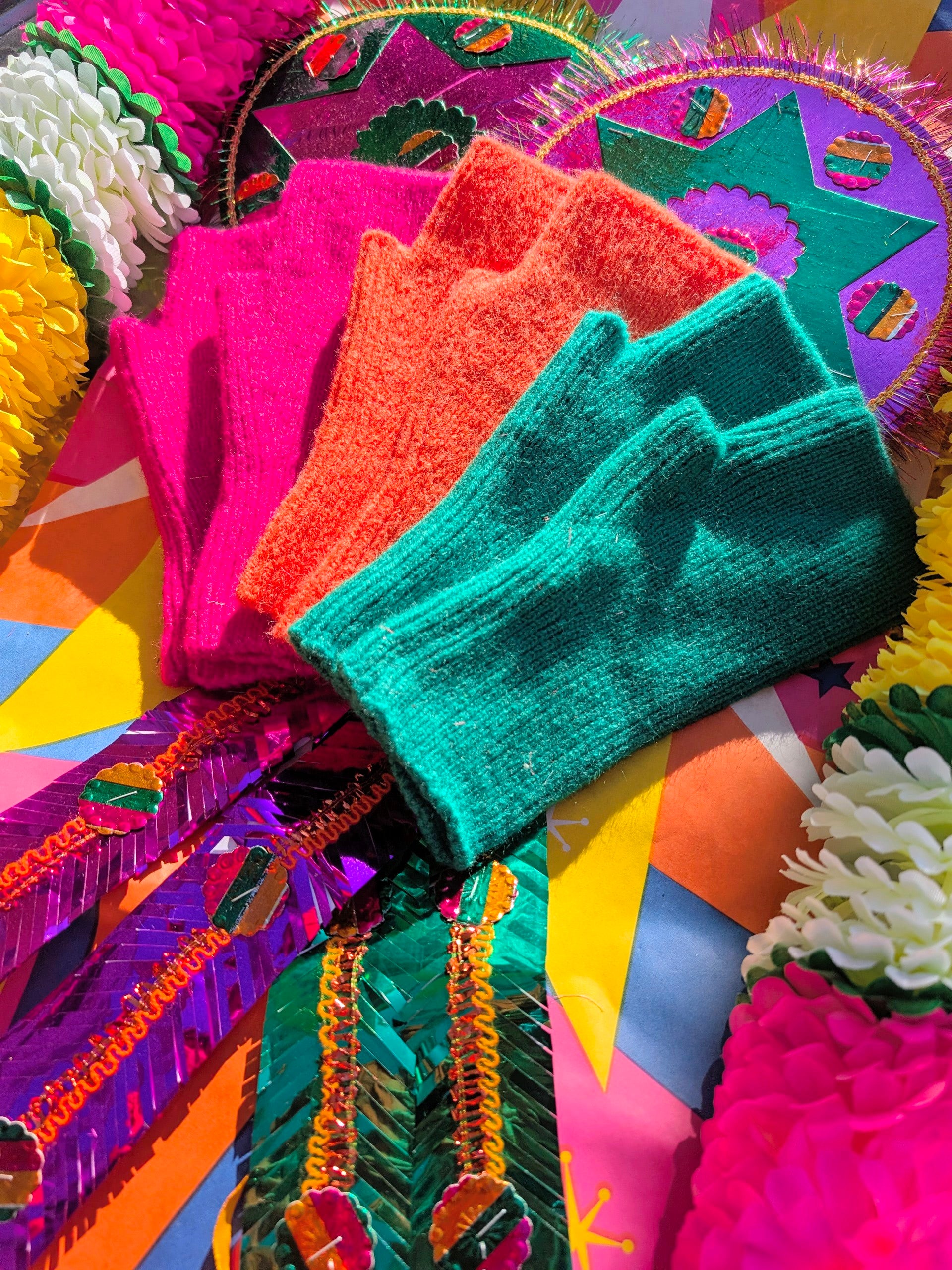 Bold and bright fingerless gloves