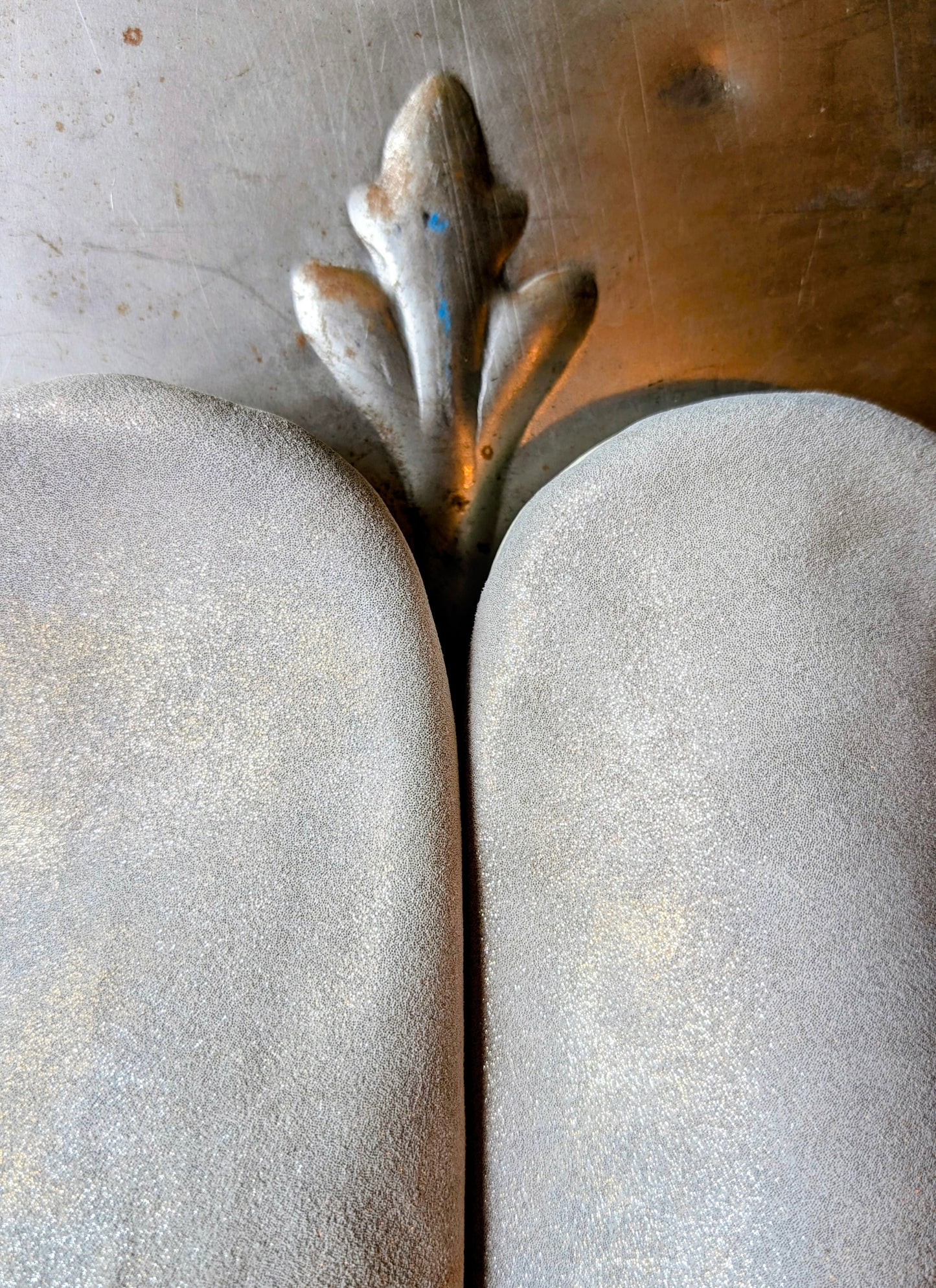 Soft leather metallic slippers .. size 41