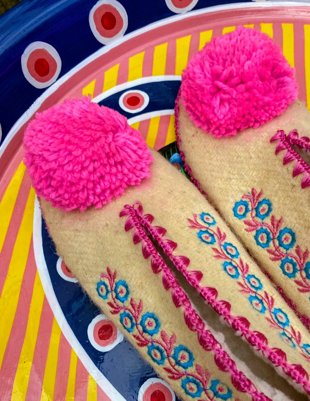 Greek pom pom slippers size 38