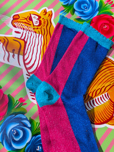 Colour block Glitter Socks