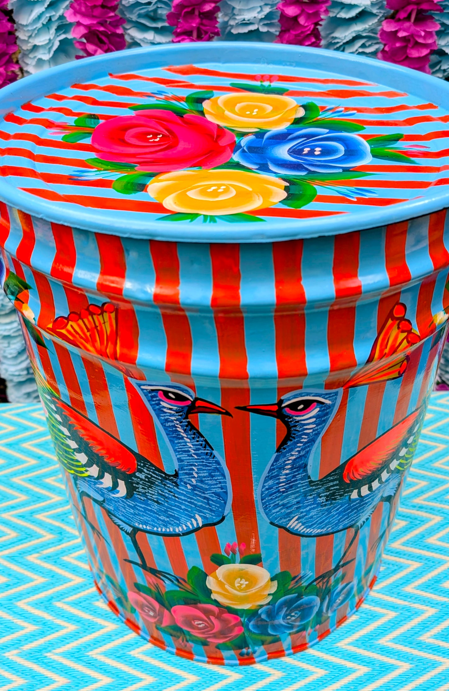 Recycled truck art barrels