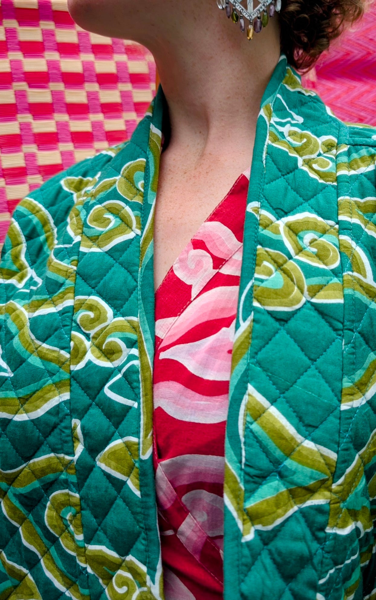 Cloud print quilted jacket