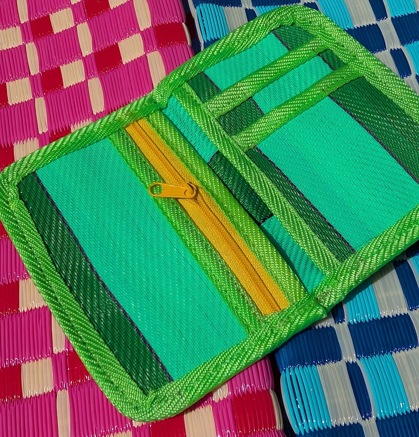 Recycled striped wallet